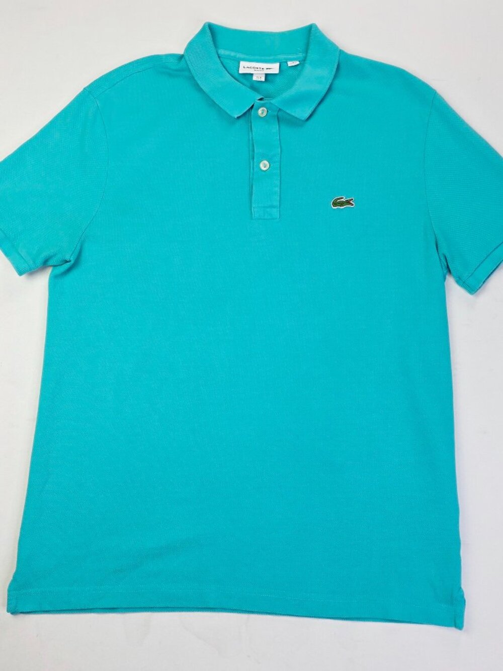 Lacoste Slim Fit Seafoam Blue Mens Size Large Short Sleeve Embroidered Logo Polo